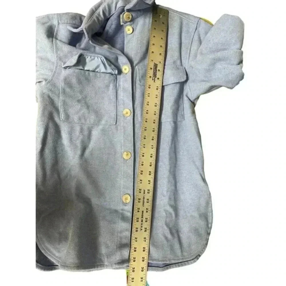H&M Chambray Button Down Shirt Size XS Blue Oversized Shacket Casual Minimal - Picture 12 of 14